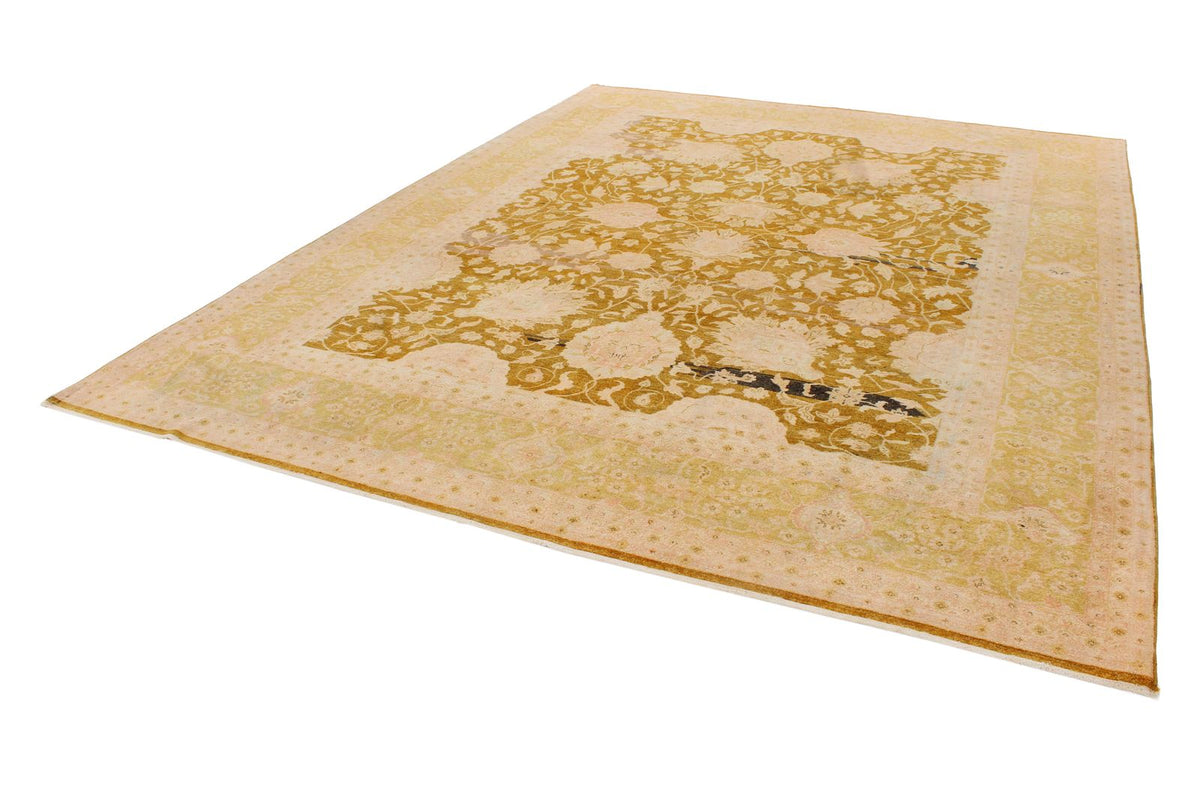 9x12 Yellow and Beige Turkish Oushak Rug