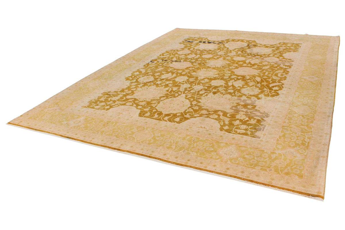9x12 Yellow and Beige Turkish Oushak Rug