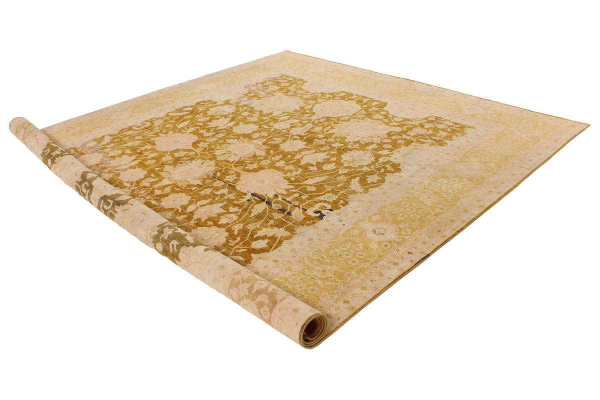 9x12 Yellow and Beige Turkish Oushak Rug
