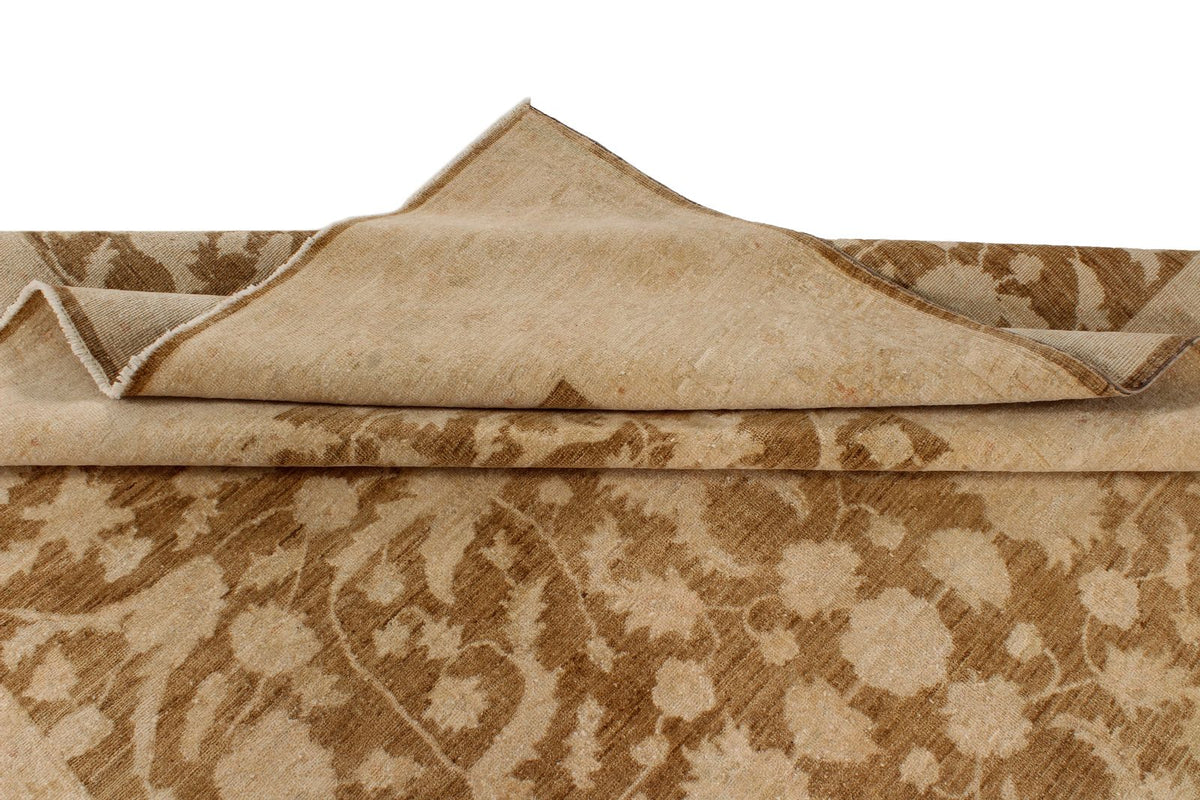 7x10 Beige and Brown Turkish Oushak Rug