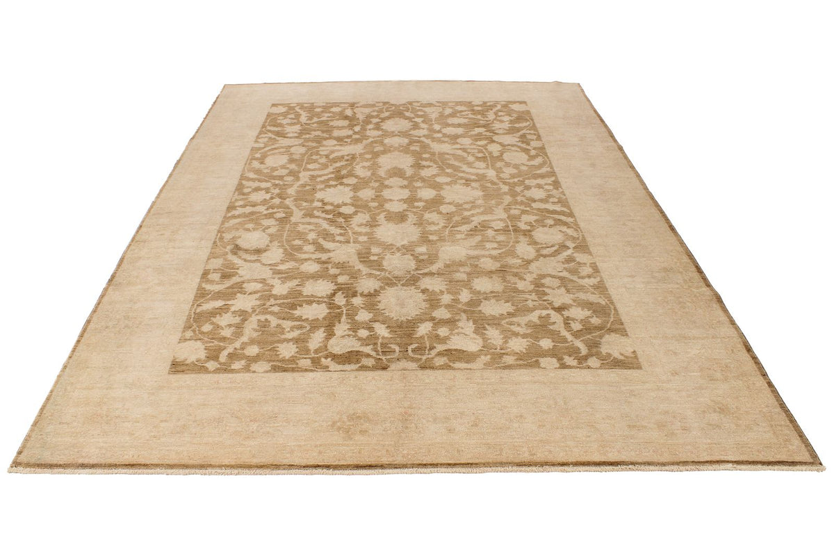 7x10 Beige and Brown Turkish Oushak Rug
