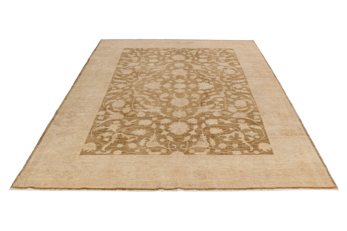 7x10 Beige and Brown Turkish Oushak Rug