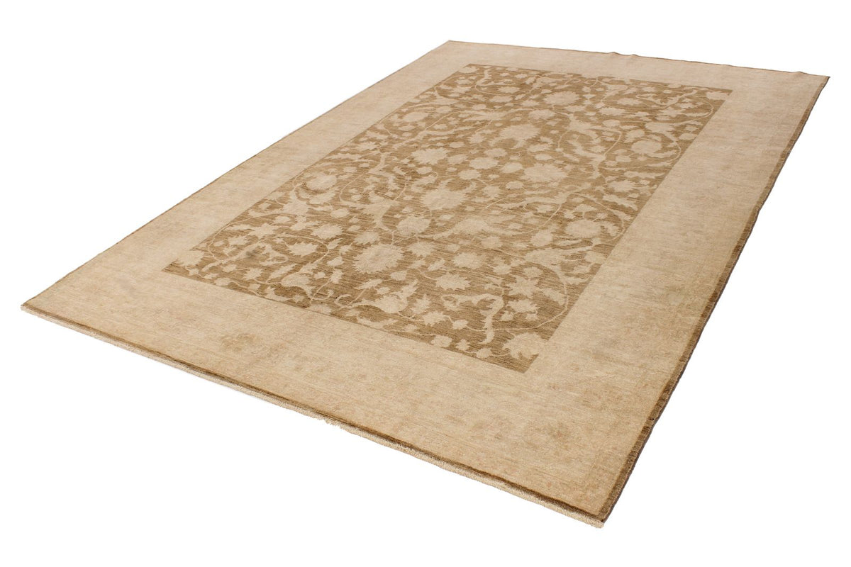 7x10 Beige and Brown Turkish Oushak Rug