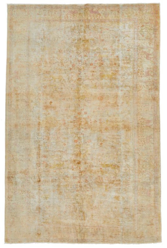 6x10 Beige and Multicolor Turkish Oushak Rug