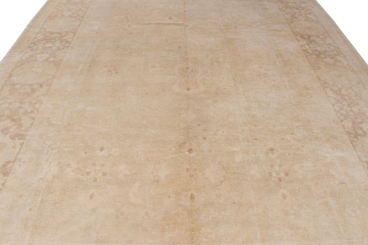 9x12 Beige and Brown Turkish Oushak Rug