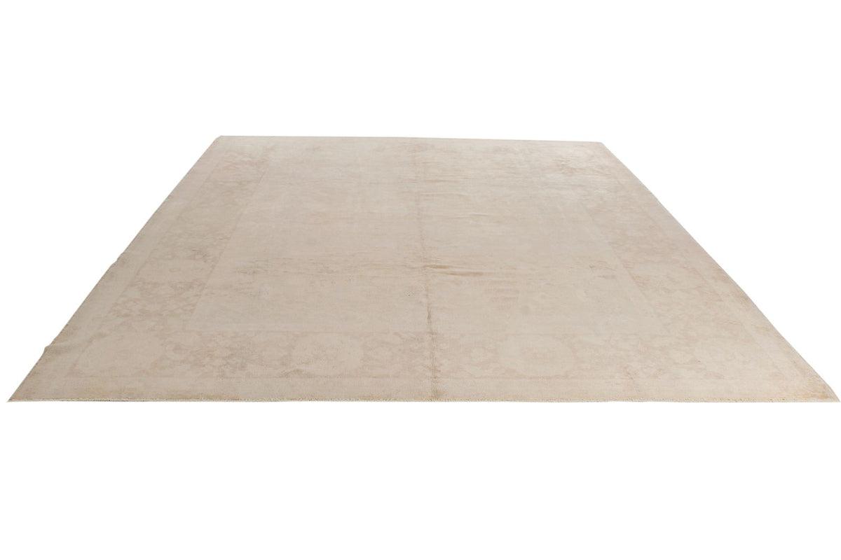 9x12 Beige and Brown Turkish Oushak Rug