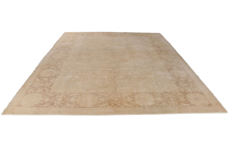 9x12 Beige and Brown Turkish Oushak Rug