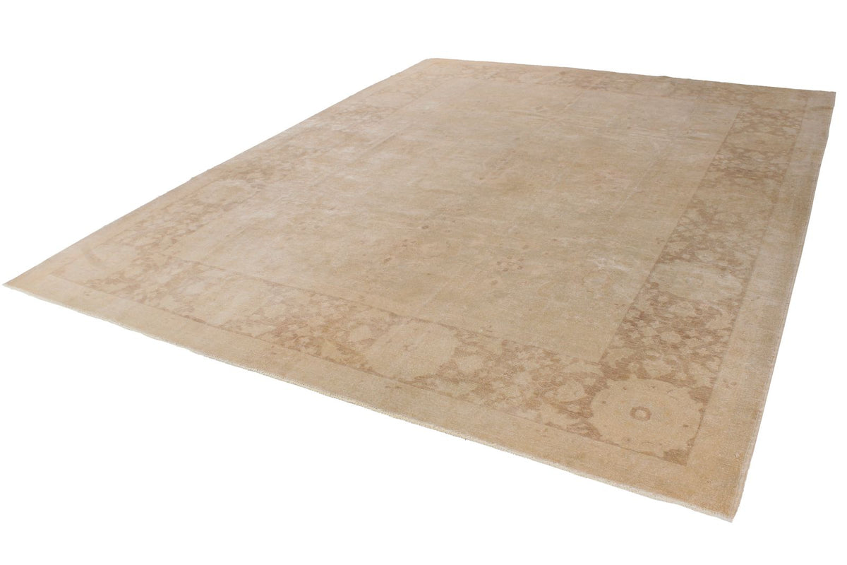 9x12 Beige and Brown Turkish Oushak Rug