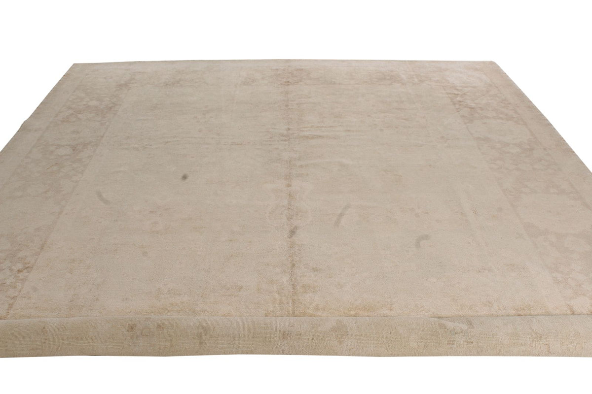 9x12 Beige and Brown Turkish Oushak Rug