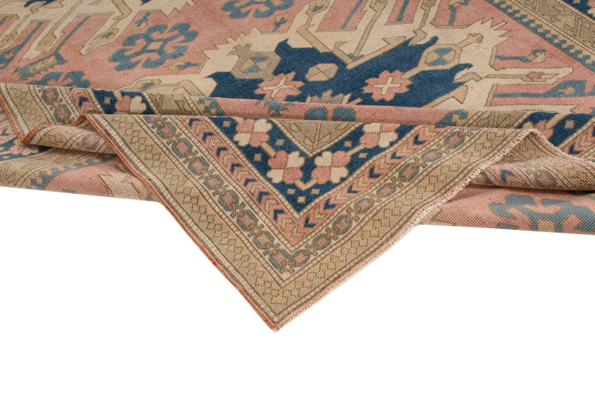8x11 Pink and Blue Turkish Tribal Rug