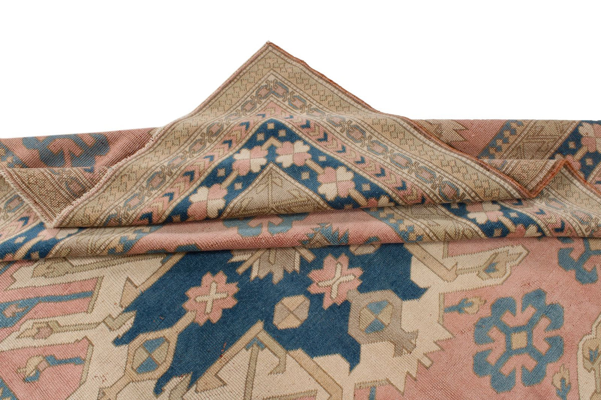 8x11 Pink and Blue Turkish Tribal Rug