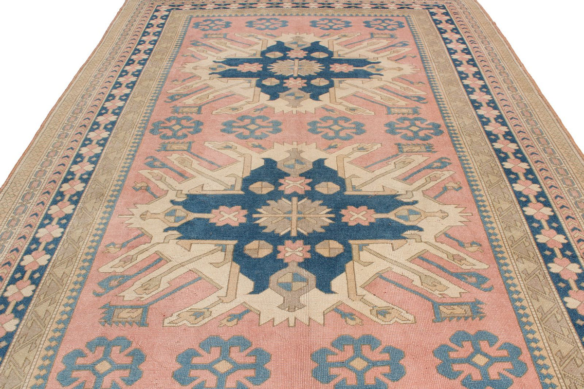 8x11 Pink and Blue Turkish Tribal Rug