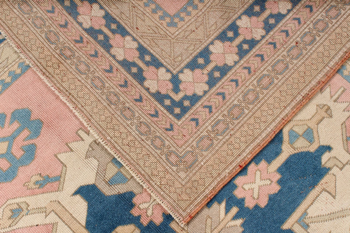 8x11 Pink and Blue Turkish Tribal Rug