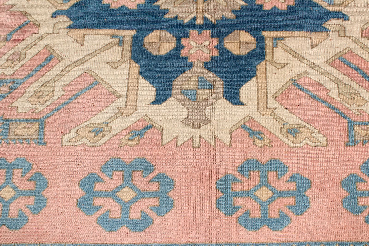 8x11 Pink and Blue Turkish Tribal Rug