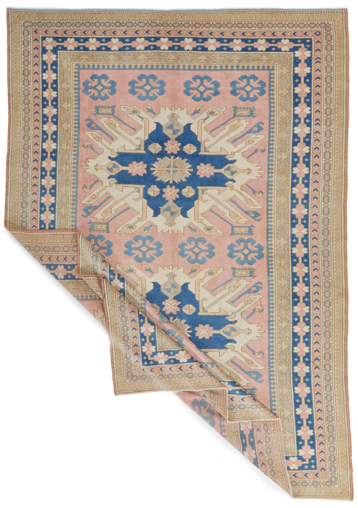 8x11 Pink and Blue Turkish Tribal Rug