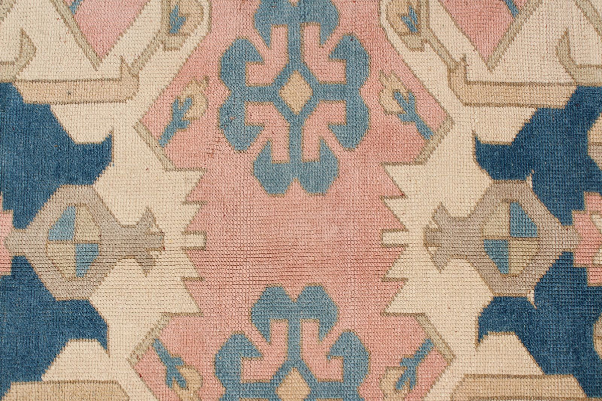 8x11 Pink and Blue Turkish Tribal Rug