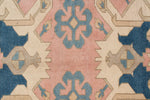 Vintage Handmade 8x11 Pink and Blue Anatolian Turkish Tribal Distressed Area Rug