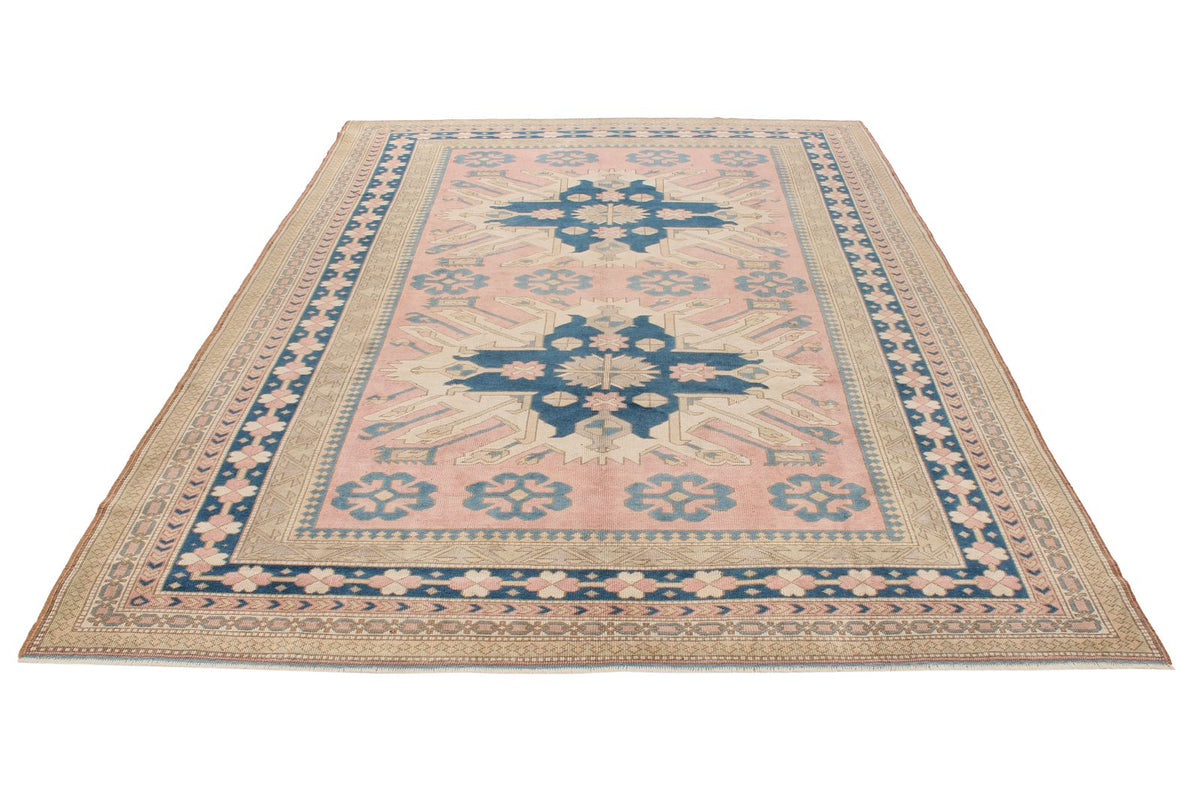 8x11 Pink and Blue Turkish Tribal Rug