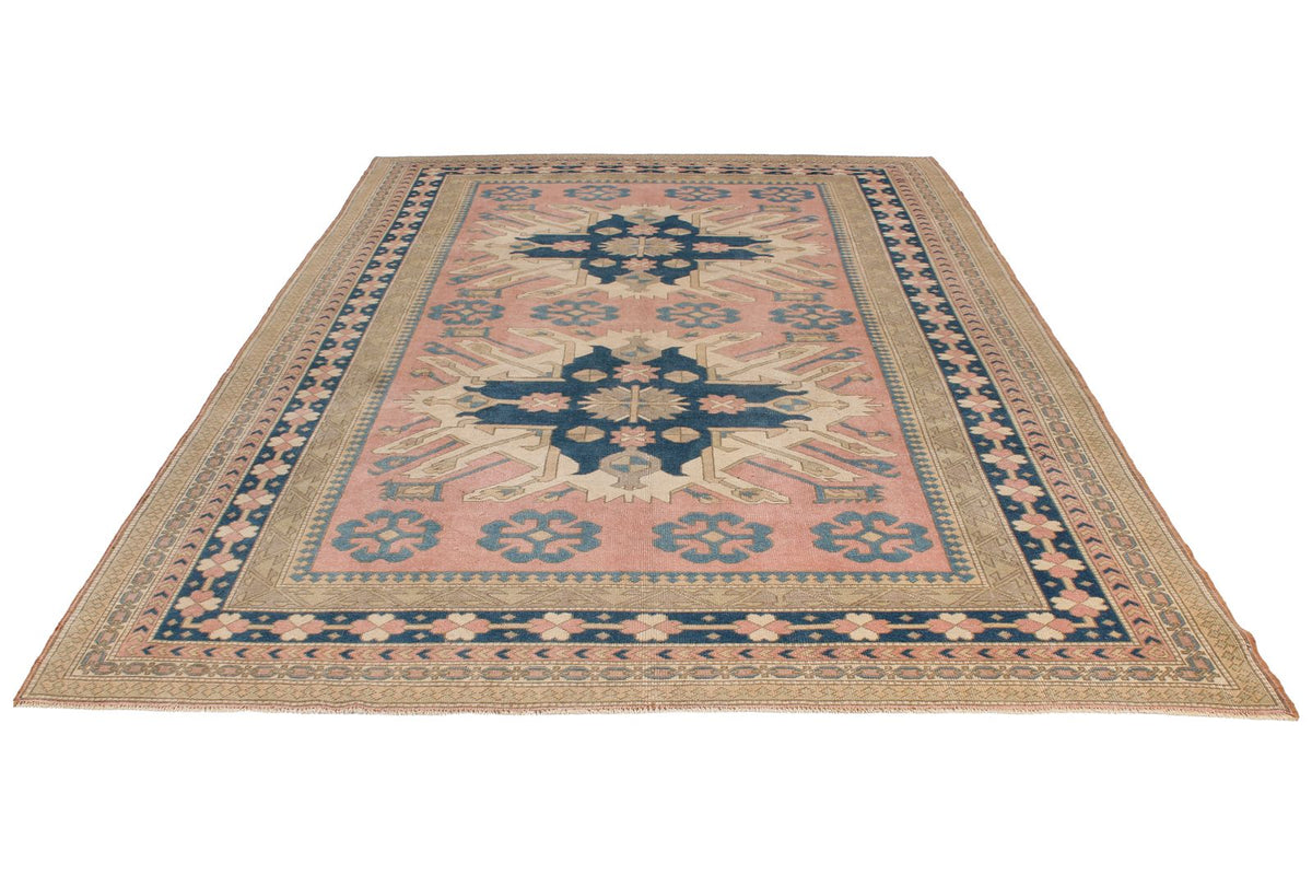 8x11 Pink and Blue Turkish Tribal Rug