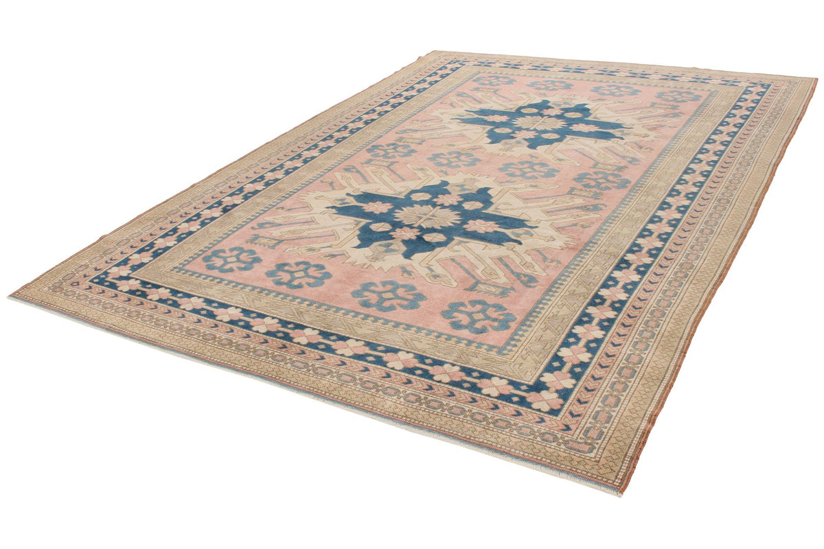 8x11 Pink and Blue Turkish Tribal Rug