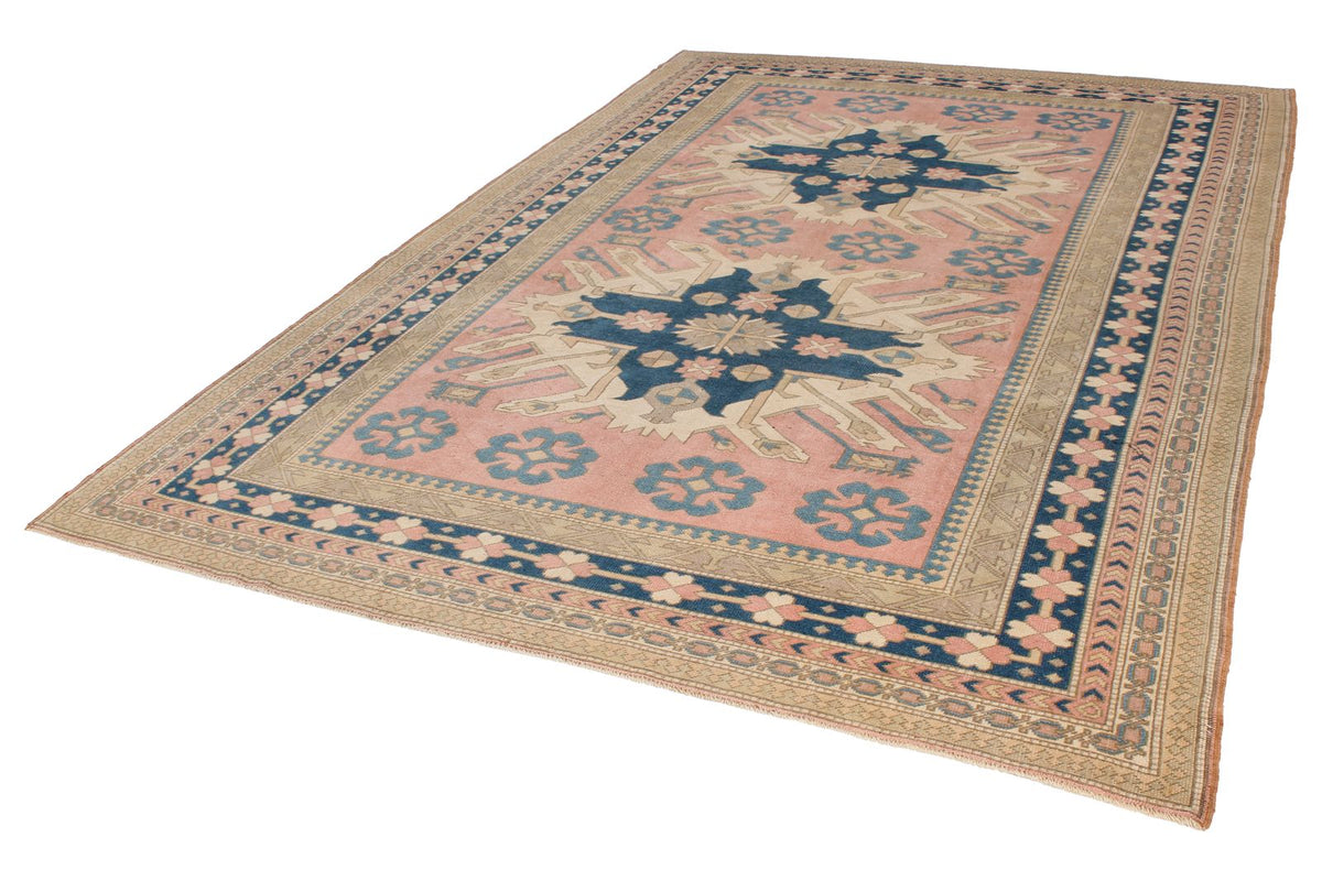 8x11 Pink and Blue Turkish Tribal Rug