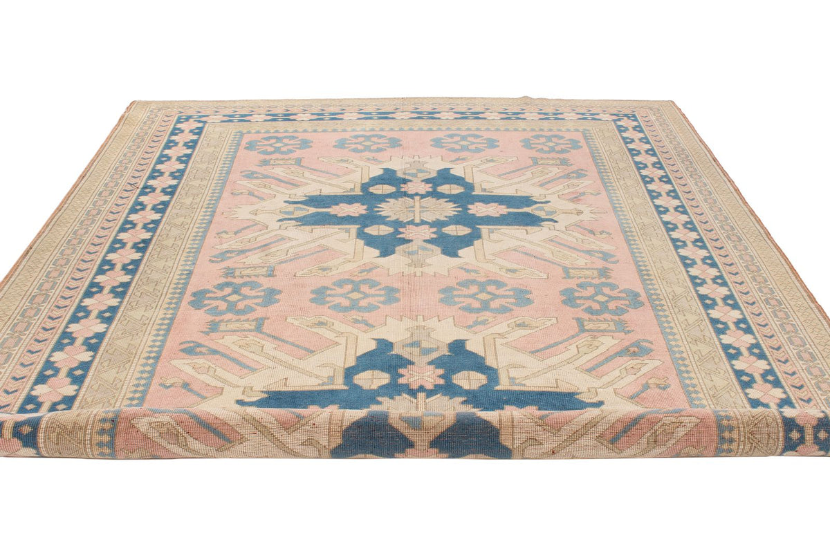 8x11 Pink and Blue Turkish Tribal Rug