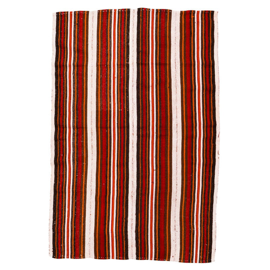 4x6 Brown and White Turkish Tribal Rug