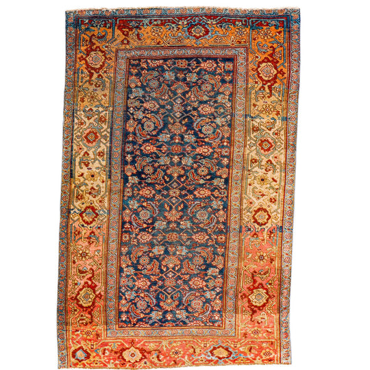 4x7 Beige and Blue Persian Tribal Rug