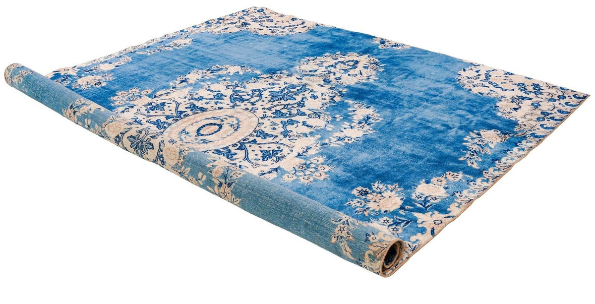 6x8 Blue and Beige Persian Rug