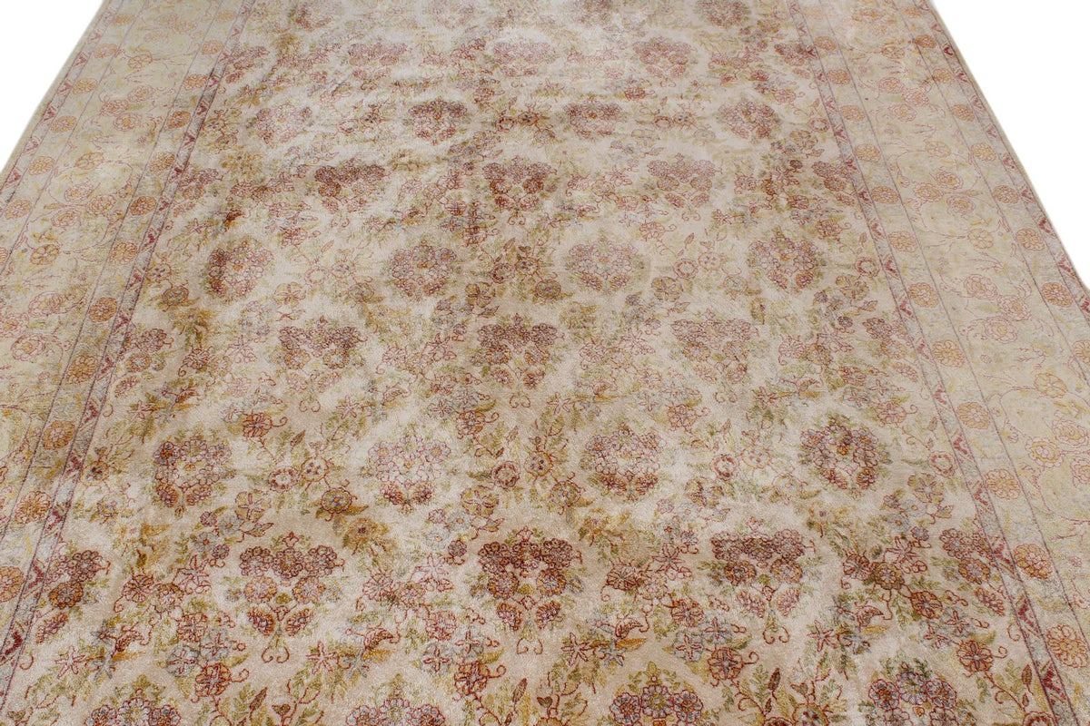 7x10 Beige and Rust Persian Traditional Rug