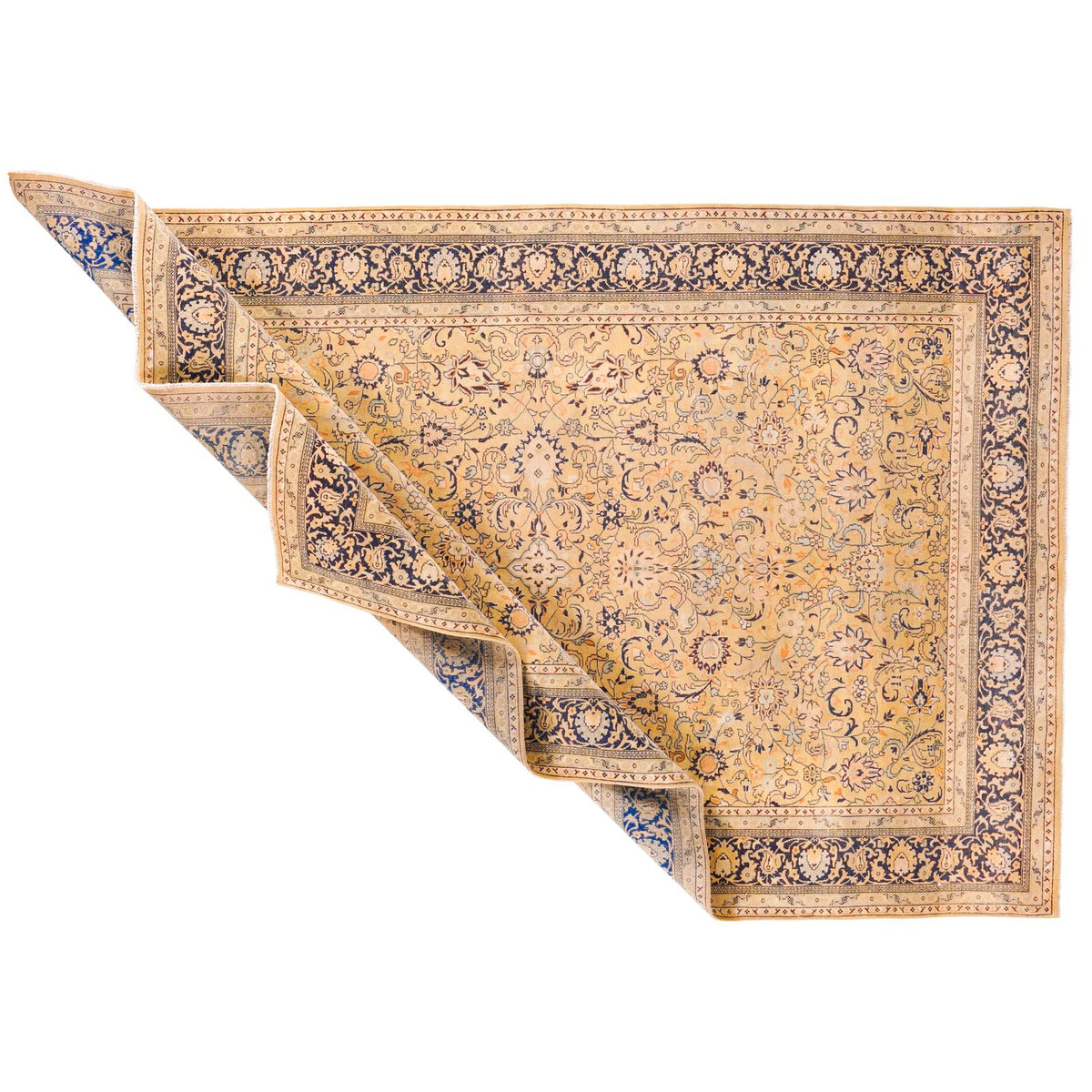 6x9 Yellow and Navy Persian Traditional Rug