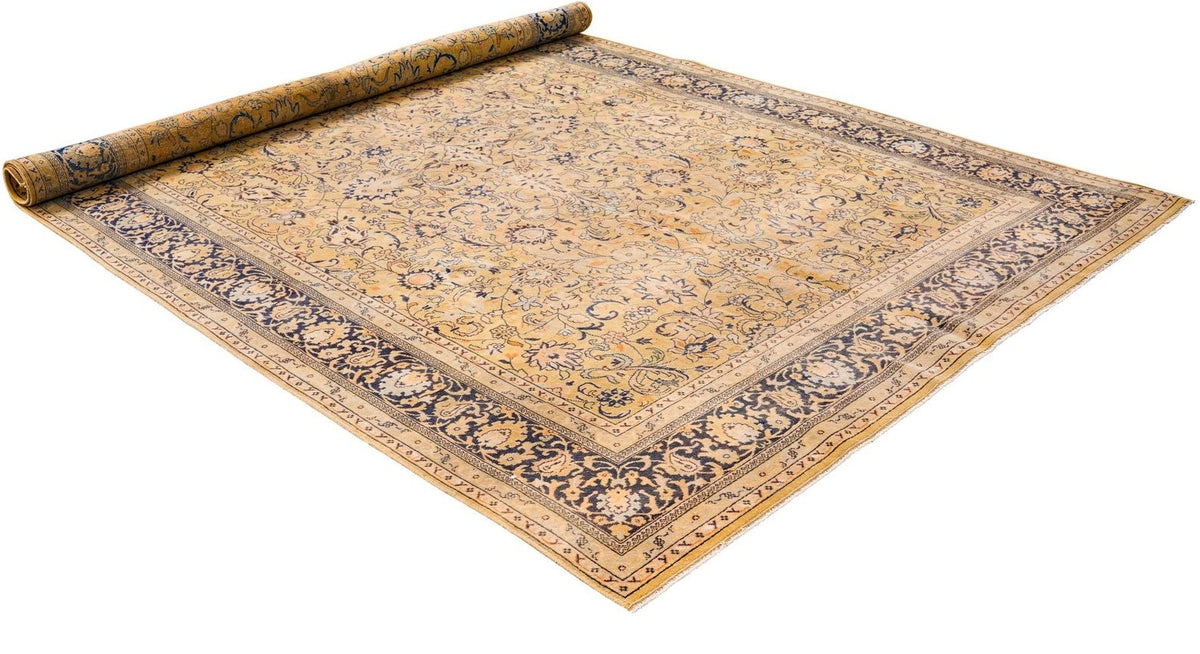 6x9 Yellow and Navy Persian Traditional Rug