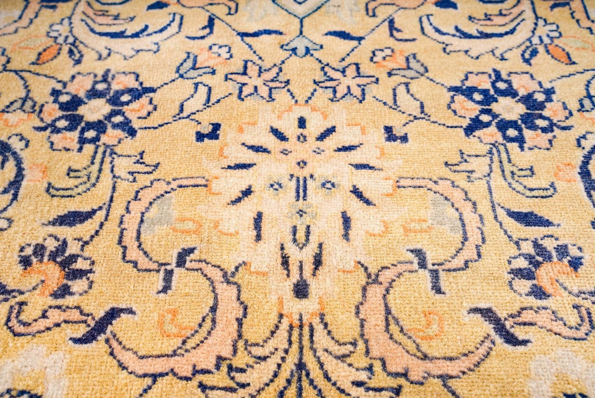 6x9 Yellow and Navy Persian Traditional Rug