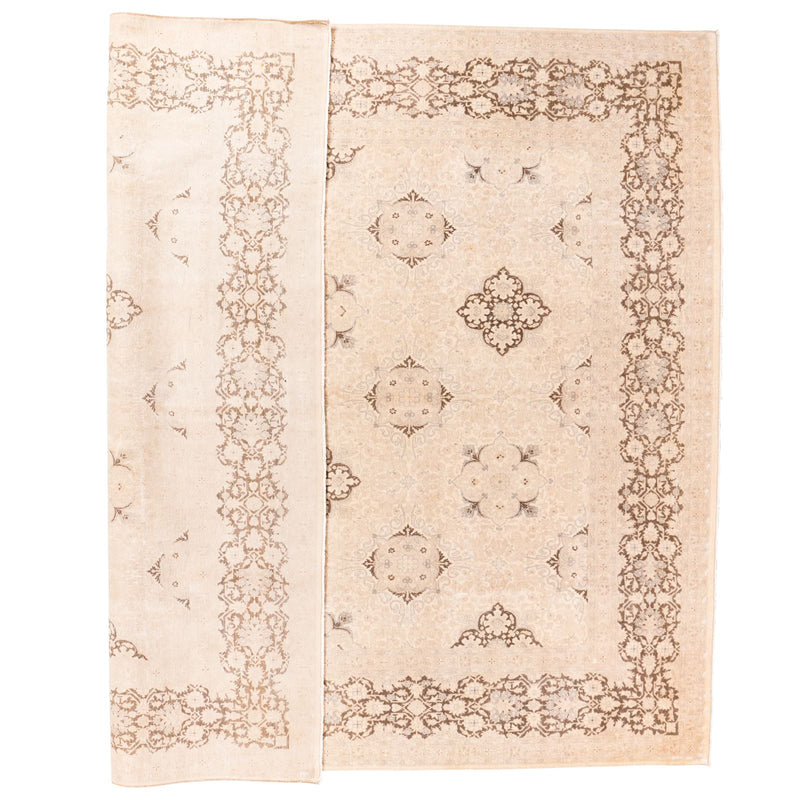 7x8 Beige and Brown Persian Traditional Rug