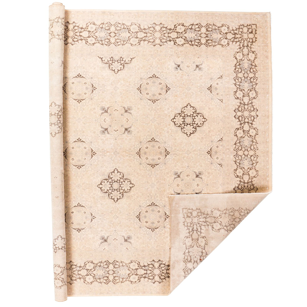 7x8 Beige and Brown Persian Traditional Rug