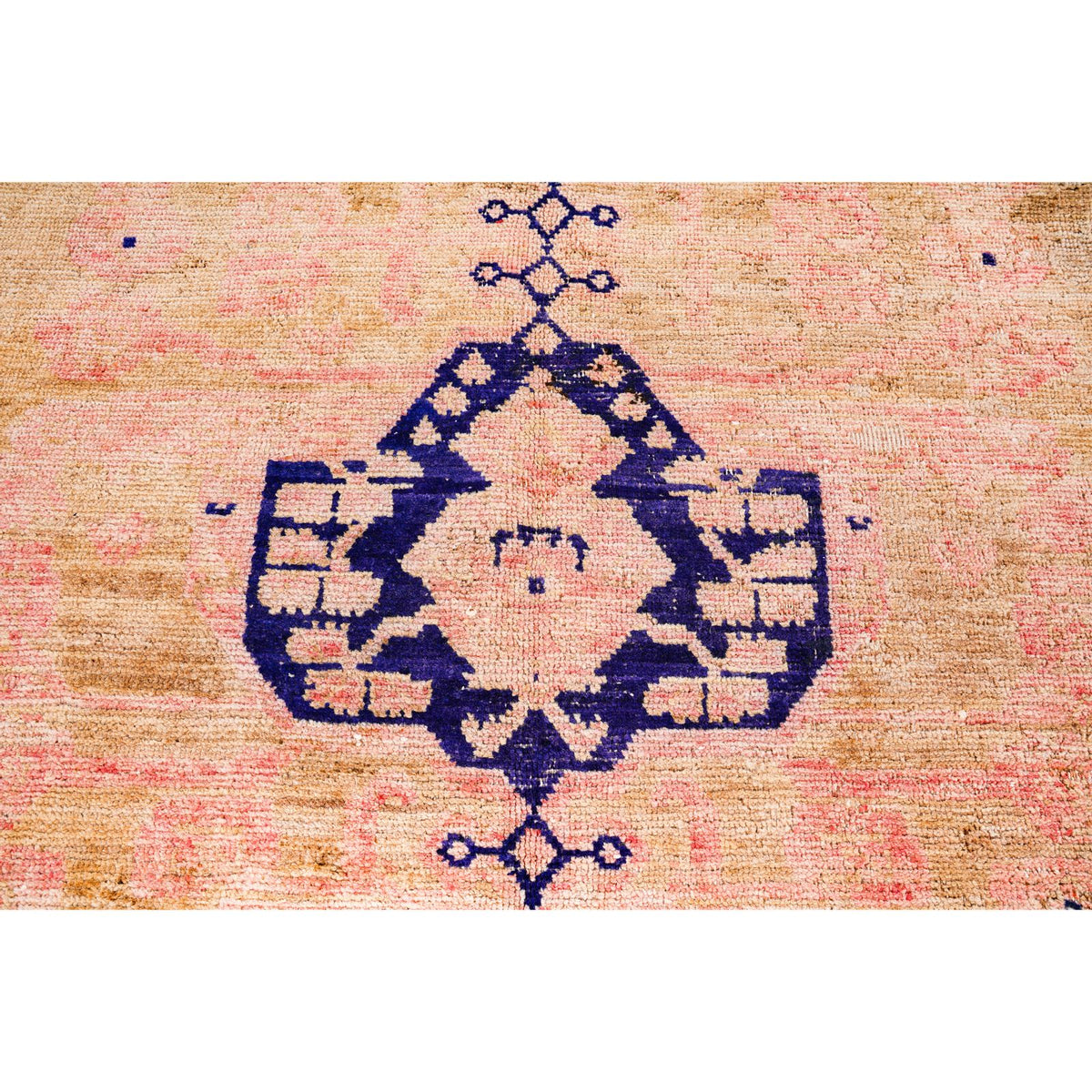 6x11 Beige and Navy Turkish Tribal Rug
