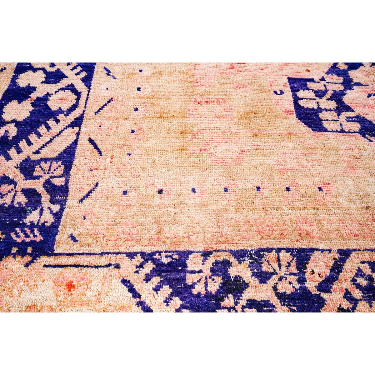 6x11 Beige and Navy Turkish Tribal Rug