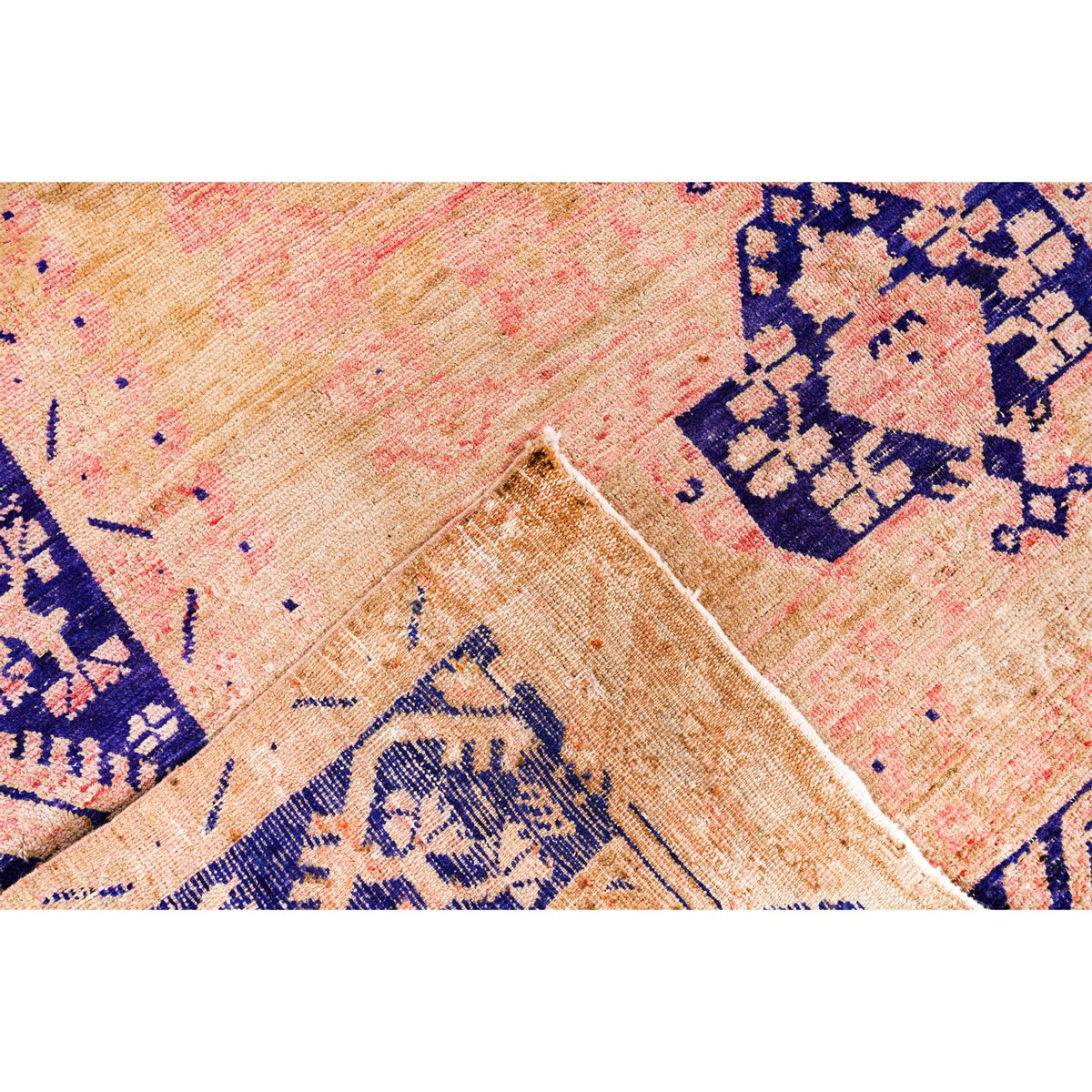 6x11 Beige and Navy Turkish Tribal Rug
