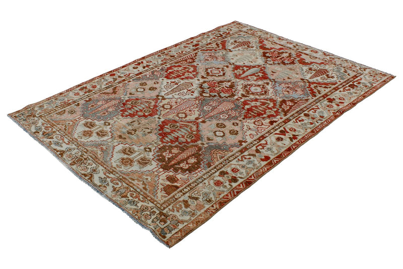 4x6 Beige and Red Persian Traditional Rug