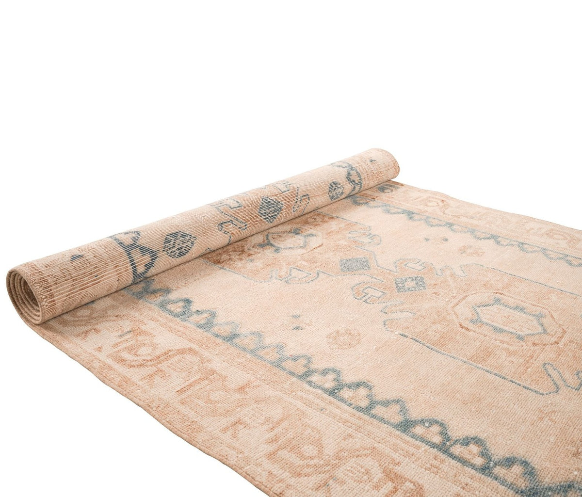 3x8 Blue and Beige Persian Traditional Runner