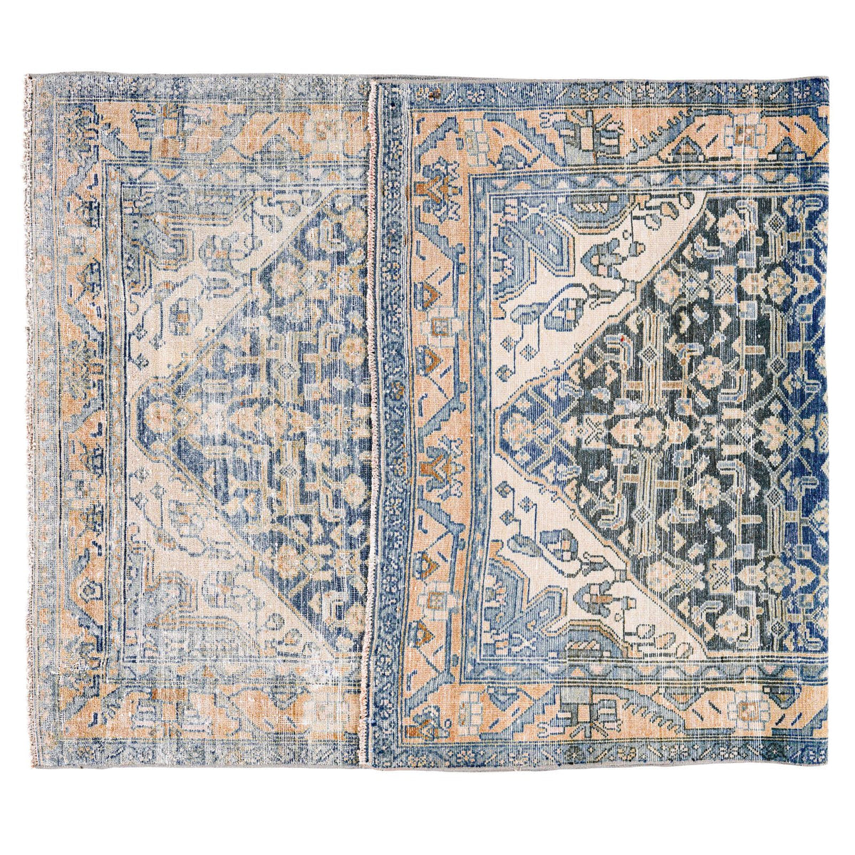 4x7 Beige and Blue Persian Tribal Rug