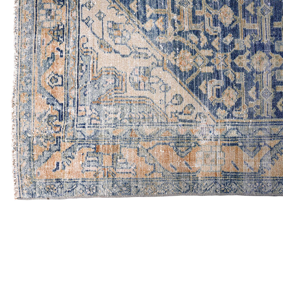 4x7 Beige and Blue Persian Tribal Rug