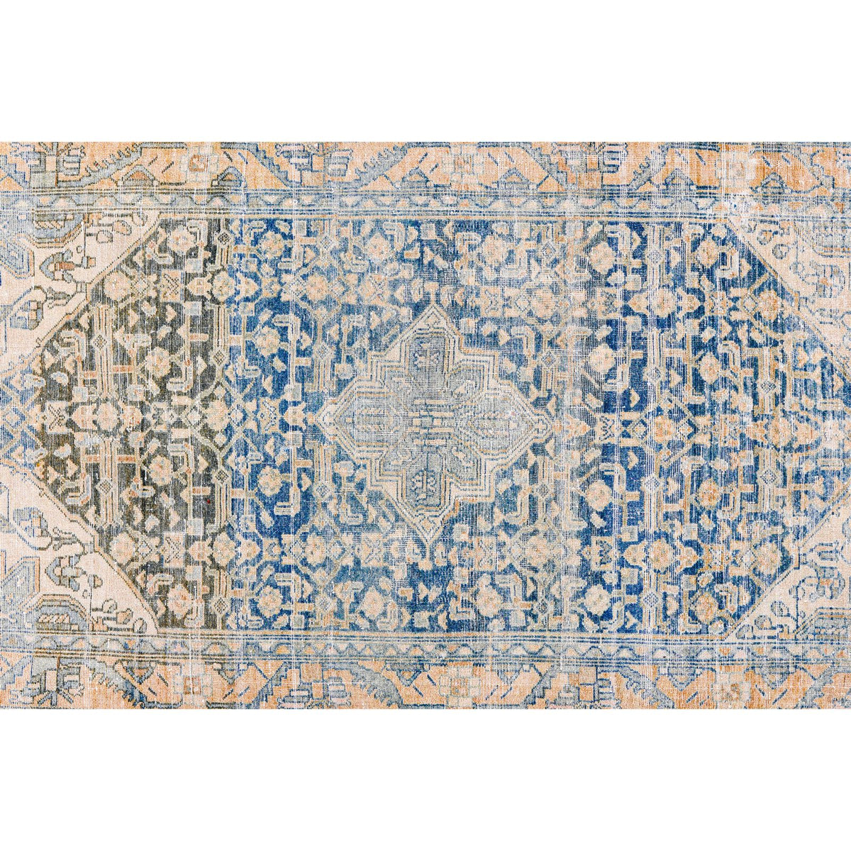 4x7 Beige and Blue Persian Tribal Rug