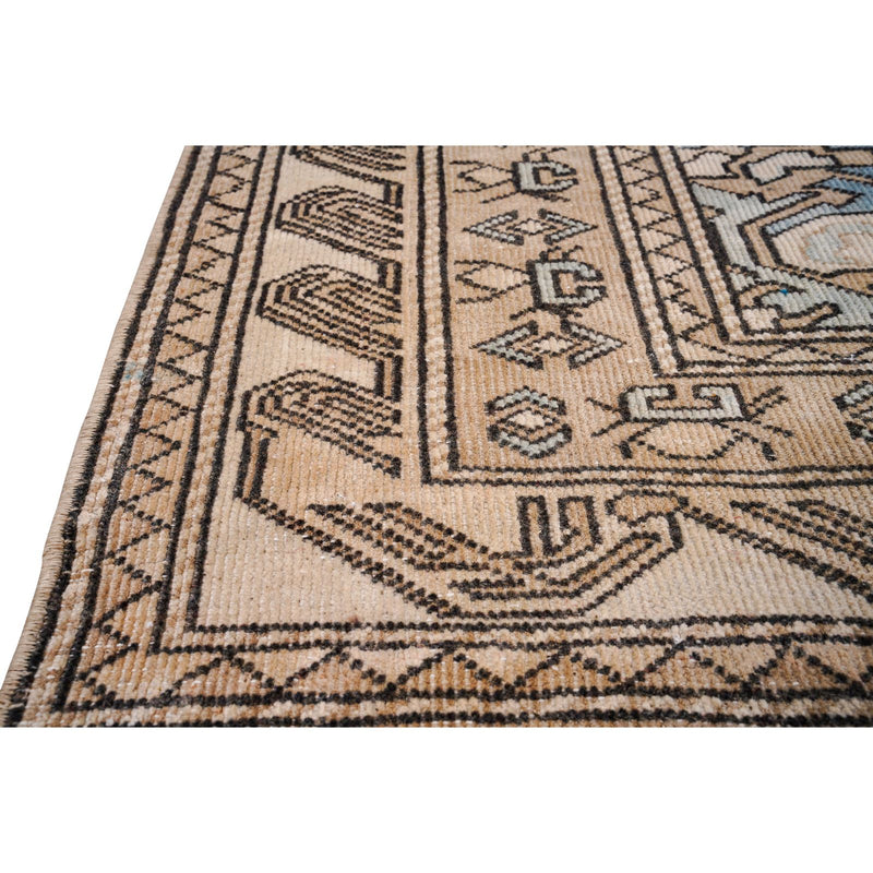 4x6 Beige and Blue Turkish Tribal Rug