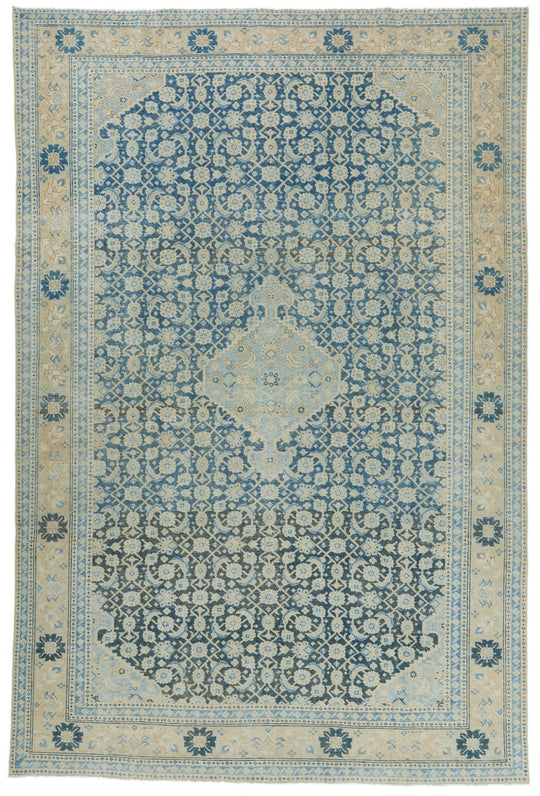 7x11 Blue and Beige Persian Traditional Rug