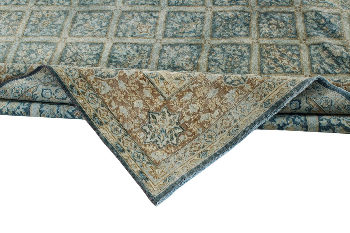 7x10 Blue and Beige Persian Rug