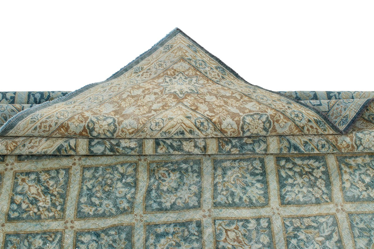 7x10 Blue and Beige Persian Rug