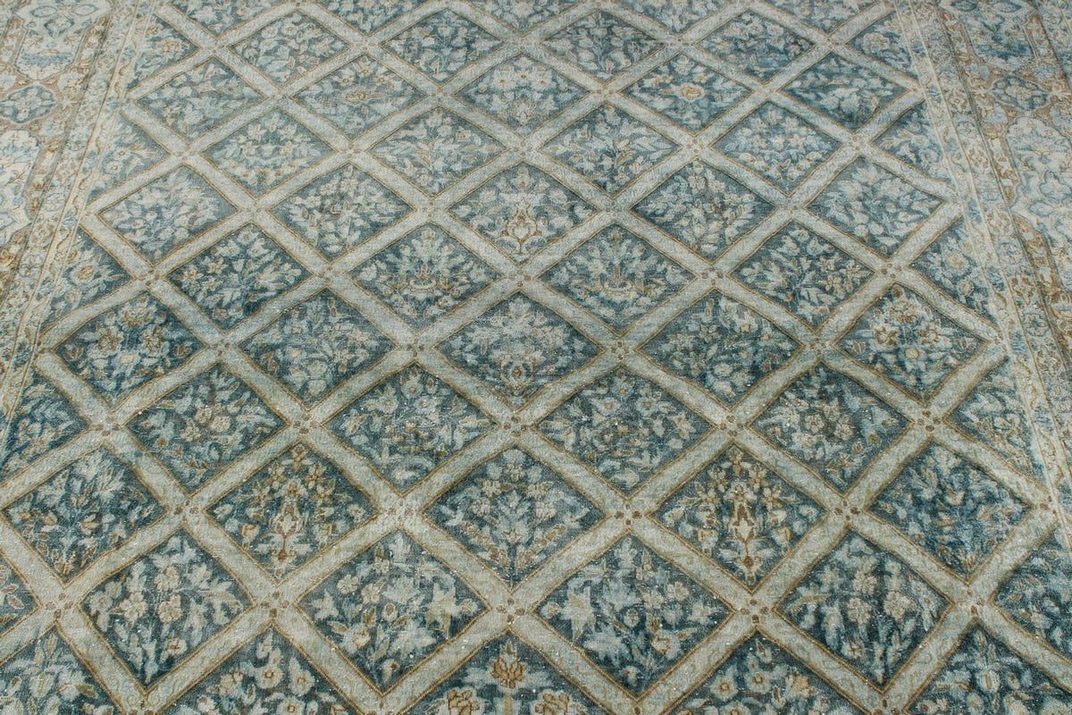 7x10 Blue and Beige Persian Rug