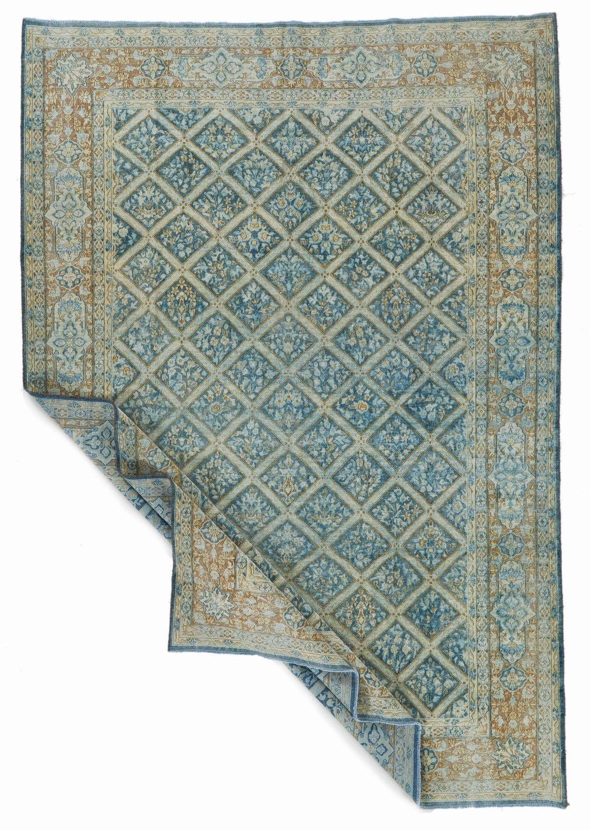 7x10 Blue and Beige Persian Rug