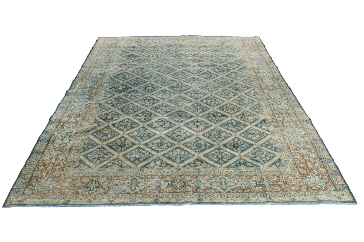 7x10 Blue and Beige Persian Rug